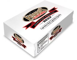 White carton imprinted with Harris Ranch logo, Certified Premium Beef, Legendary Beef. Legendary Quality.