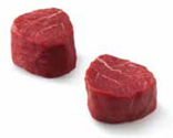 Two side-by-side cuts of uncooked filet mignon